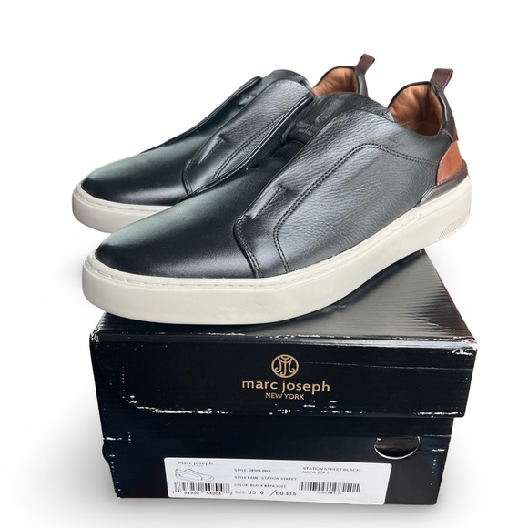 Marc Joseph Black Leather Station Street Slip-On Sneaker Mens Size 10 Like New - Picture 2 of 14